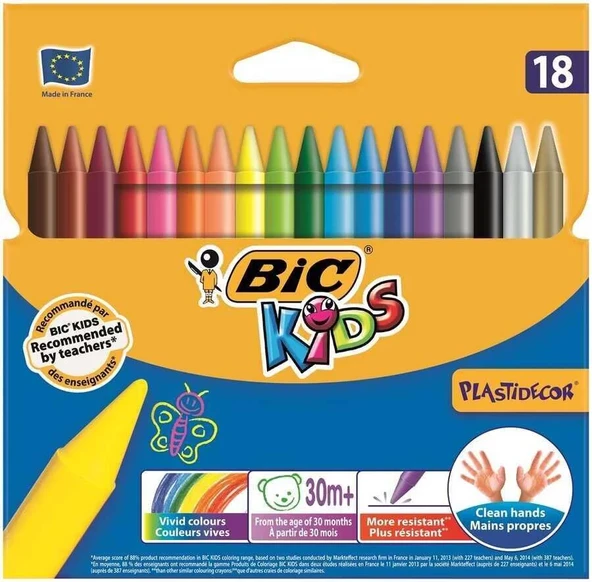 Bic Plastidecor Pastel Mum Boya Uzun Boy Silinebilir 18'li ürün görseli 1