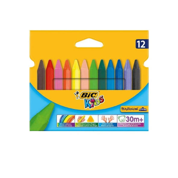 Bic Plastidecor Pastel Boya Üçgen Gövde Silinebilir 12'li ürün görseli 1