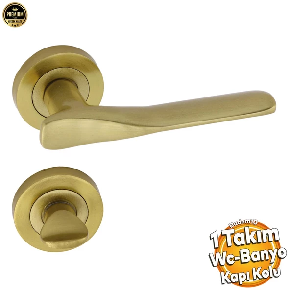 Royal Titanyum Gold Wc Banyo Kapı Kolu Daire Rozetli Sürgülü Kapı Sağ Sol Uygun Kolları Kulpu Uyumlu ürün görseli 1