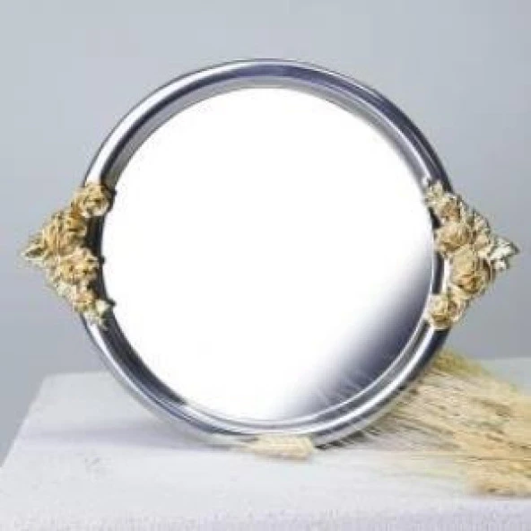 SELİM DEKOR ROSE METAL YUVARLAK TEPSİ ürün görseli 1