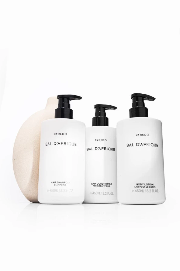 Byredo Bal D'afrique Hair Shampoo 450 ml + Hair Conditioner 450 ml + Body Lotion 450 ml ürün görseli 1