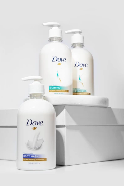 Dove Shampoo 500 ml + Conditioner 500 ml + Body Wash 500 ml ürün görseli 1