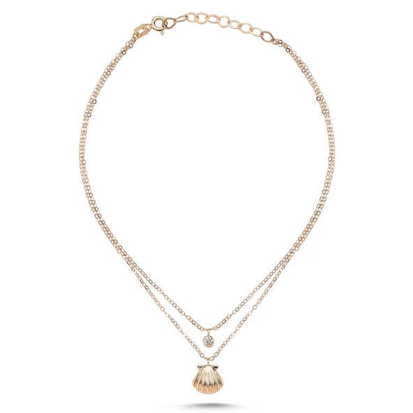 Halhal Altın Bileklik Tektaş İstiridyeli Rose Gold ürün görseli 1