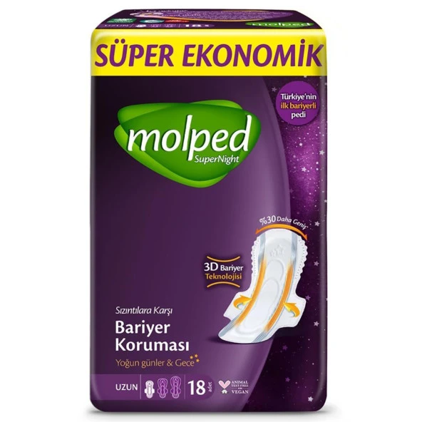 Molped SuperNight Yoğun Günler & Gece Uzun 18 Adet Ped ürün görseli 1