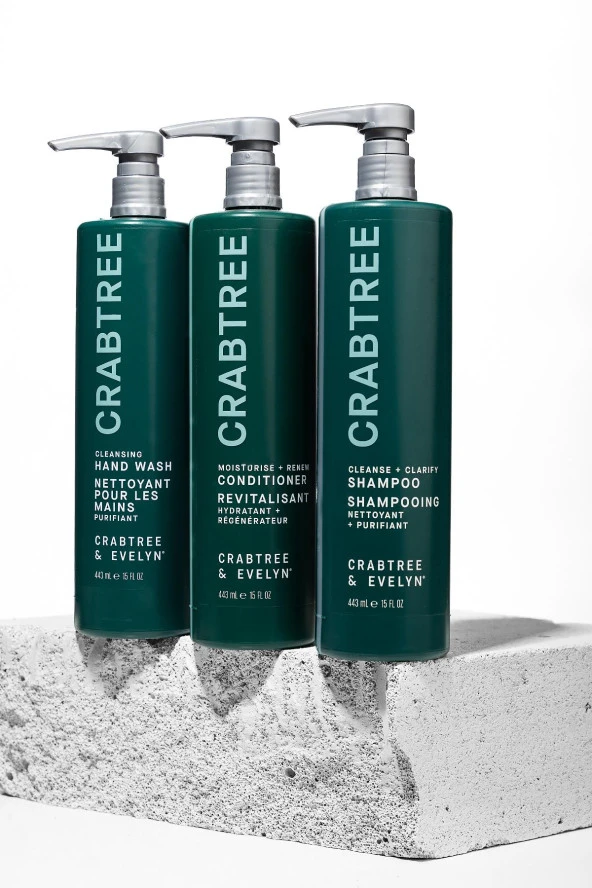 Crabtree & Evelyn Cleanse + Clarify Shampoo 443 ml + Conditioner 443 ml + Hand Wash 443 ml ürün görseli 1