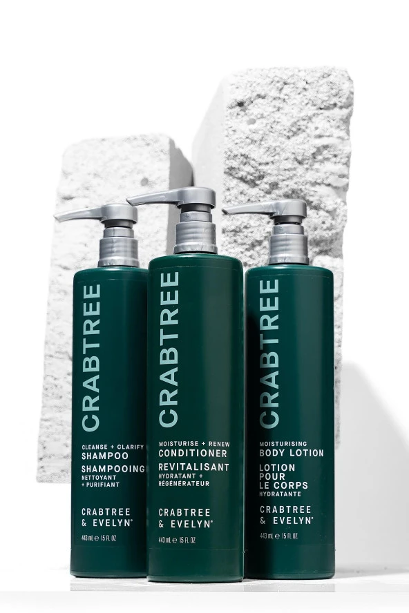 Crabtree & Evelyn Cleanse + Clarify Shampoo 443 ml + Conditioner 443 ml + Body Lotion 443 ml ürün görseli 1