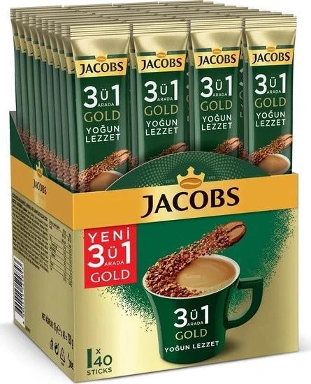 Jacobs Gold 3'ü 1 Arada Yoğun Lezzet Hazır Kahve 18 gr 40'lı ürün görseli 1