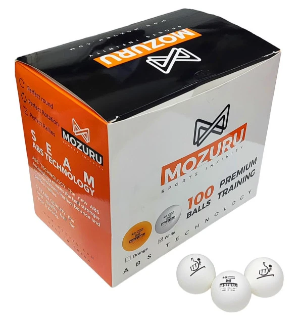 Avessa Mozuru Mzr100-Wht ITTF Onaylı Beyaz Pinpon Topu 100lü ürün görseli 1