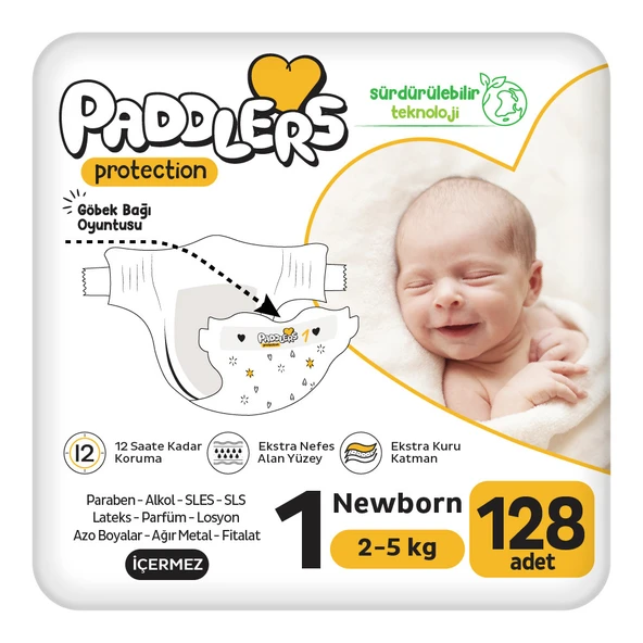 Paddlers Protection Bebek Bezi 1 Numara Yenidoğan 128 Adet (2-5 Kg) 2'li Jumbo Set ürün görseli 1