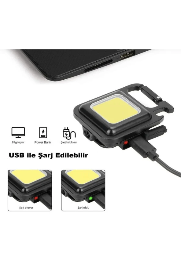 Mini Led Anahtarlık El Feneri Flash Mıknatıslı Su Geçirmez Şişe Açaçaklı ürün görseli 1