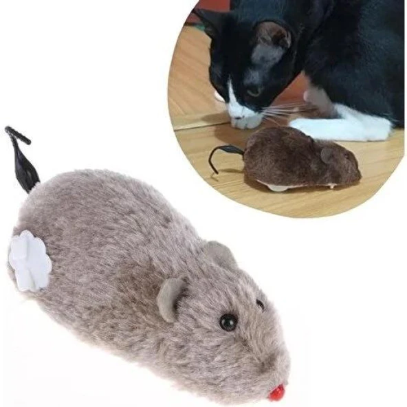 3B Trend Kurmalı Kedi Eğitim Oyuncağı Tüylü Peluş Fare Yakalama Interaktif Sevimli Eğlenceli Oyuncak ürün görseli 1