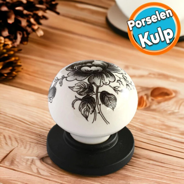 Porselen Düğme Kulplar Mobilya Mutfak Dolabı Çekmece Dolap Kapak Kulpu Kulbu Siyah ürün görseli 1