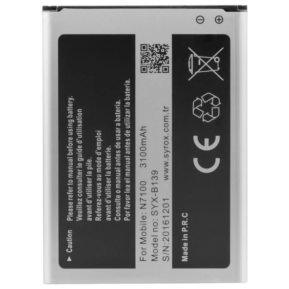 Syrox Samsung Note 2 / N7100 Batarya B139 - Resim 3