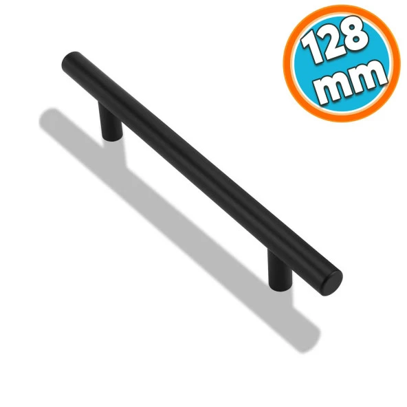 Mobilya Mutfak Çekmece Dolap Kapak Kulpu Kulbu 128 mm Mat Siyah Metal Kulp ürün görseli 1
