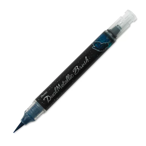 Pentel Sıvı Metalik Mürekkepli Pompalı Fırça Uçlu Kalem Mavi-Yeşil ürün görseli 1