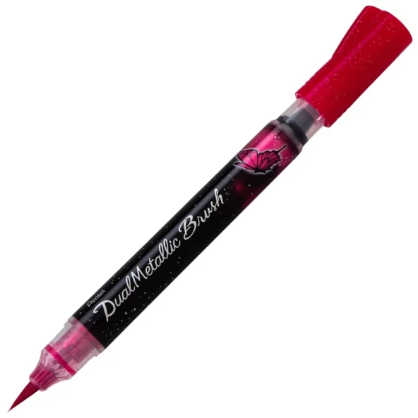 Pentel Sıvı Metalik Mürekkepli Pompalı Fırça Uçlu Kalem Pembe ürün görseli 1