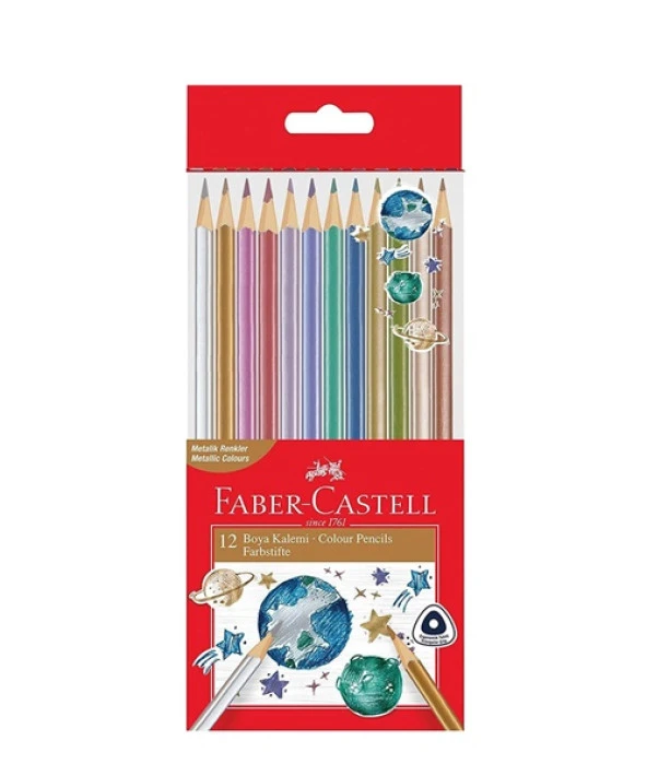 Faber Castell Kuru Boya Üçgen Metalik 12Li ürün görseli 1