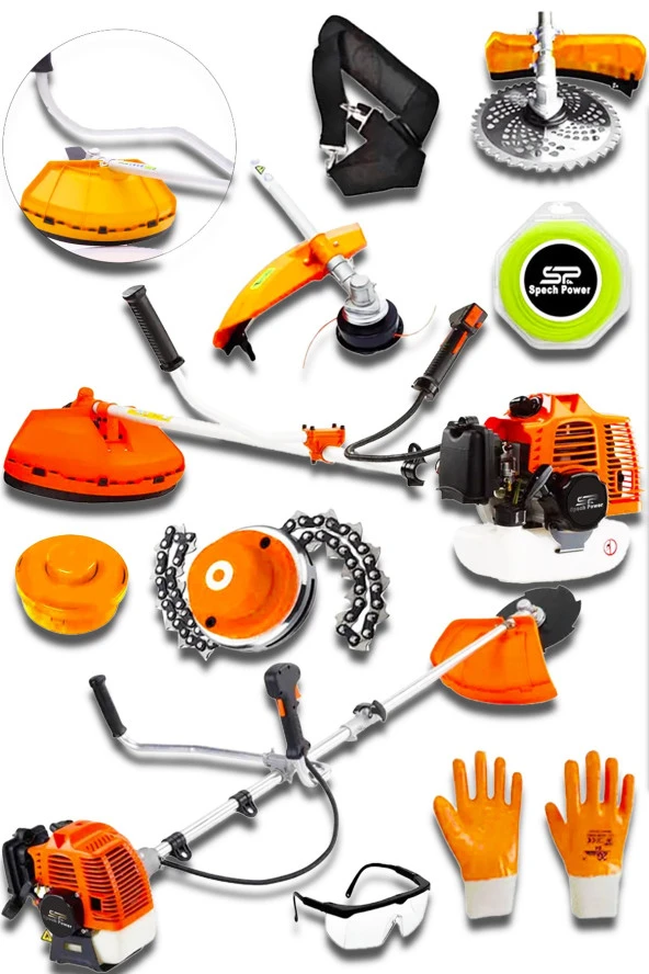 Spech Power 2.1 Hp Yan Tipi Benzinli Motorlu Ot Çalı Tırpanı Çim Biçme Tirpan Makinesi Misine Hediye ürün görseli 1
