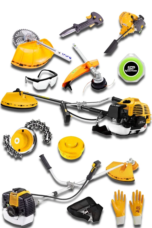 Spech Power 2.1 Hp Yan Tipi Benzinli Motorlu Ot Çalı Tırpanı Çim Biçme Tirpan Makinesi Misine Hediye ürün görseli 1