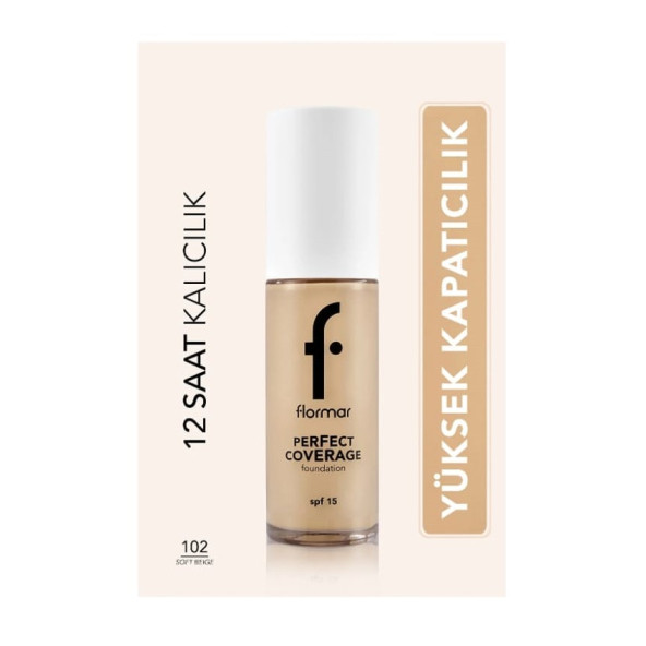 Flormar Perfect Coverage Foundation Fondöten 102 Soft Beige ürün görseli 1