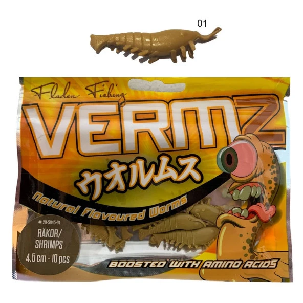 Fladen Vermz Shrimps Karides 4.5cm 01 Renk Lrf Silikon Yem 10'lu Paket ürün görseli 1