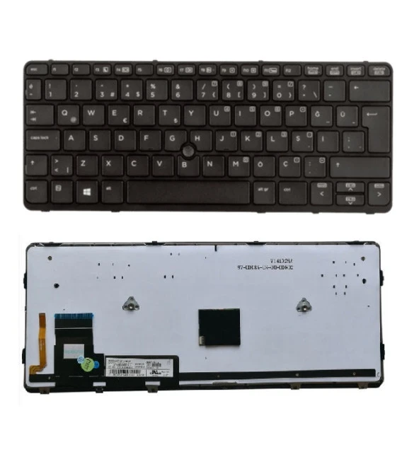 HP EliteBook 720 G1/720 G2/725 G1/725 G2 828 G1 G2 820 G1/820 G2 Klavye Siyah TR - Işıklı (Çerçeveli) 735502-141 ürün görseli 1