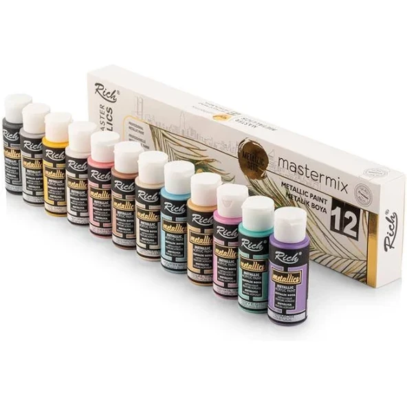 Rich Mastermix 12x60cc Akrilik Boya METALİK RENKLER Set / 14296 ürün görseli 1