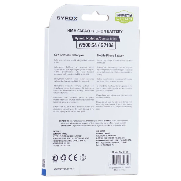 Syrox Samsung S4 / i9500 / G7106 Batarya B131 - Resim 3