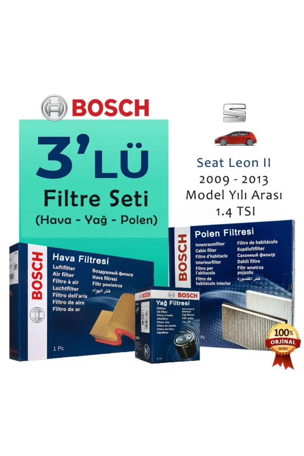 SEAT LEON 1.4 TSI - PERİYODİK BAKIM FİLTRE SETİ - (ORIJINAL BOSCH) - (2009-2013 Model Yılı Arası.) ürün görseli 1