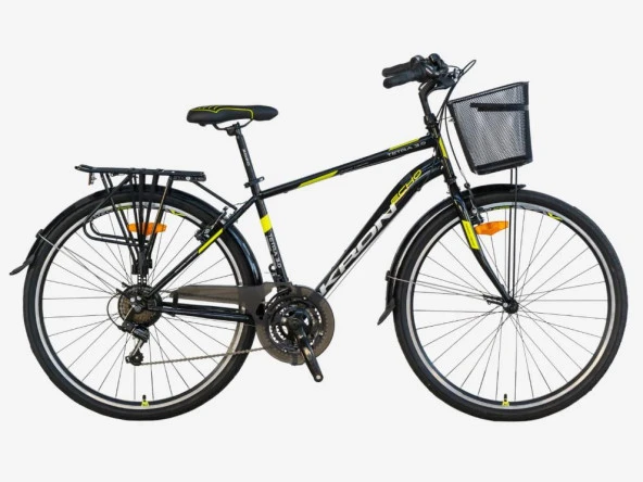 Kron TETRA MAN 3.0 - 28  City Bike - 18' - 21 Vites - V.B. - Siyah-Gri/Neon Sarı ürün görseli 1