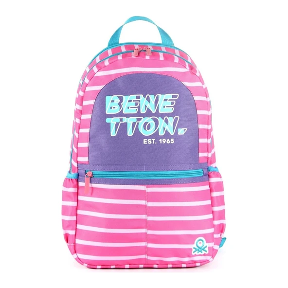 United Colors Of Benetton Çizgili Pembe Kız Çocuk Sırt Çantası 03752 ürün görseli 1