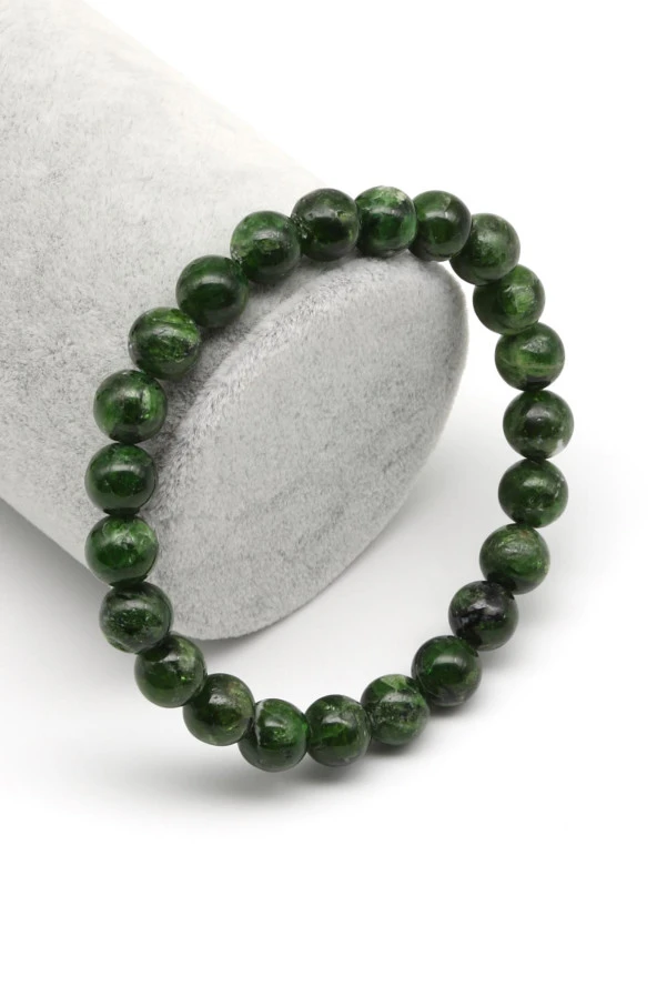 Diopsite Doğal Taş 8 mm Küre Kesim Bileklik ürün görseli 1