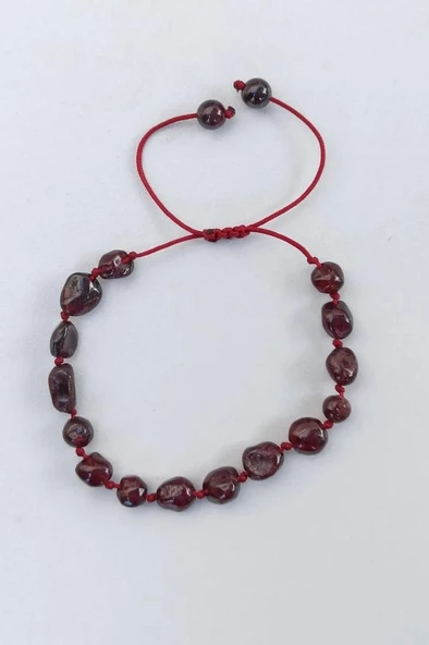 Doğal Lal Garnet Bileklik Makrome Ayarlı 671-4 ürün görseli 1