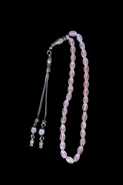Arpa Kesim Pembe Kuvars Tesbih 641 Rose Quartz - Resim 3
