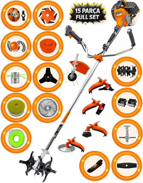 Eısenn German Rsour AMG 15 Pcs Full Set Çift Bakır Şanzuman Yan Tipi Benzinli Motorlu Ot Çalı Çim Biçme Makinesi ürün görseli 1