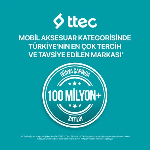 Ttec 2DK45B USB-C - USB-C 200cm 65W PD/QC Hızlı Şarj/Data Kablosu Beyaz - Resim 6
