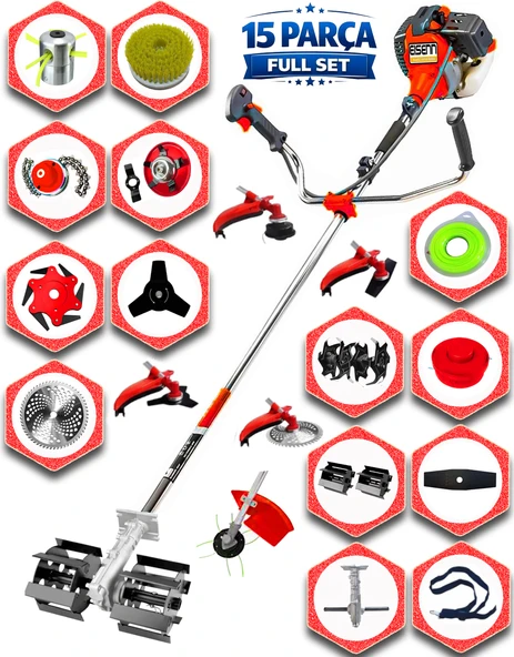 Eısenn German Strong 4x4 Bakır Şanzıman 15 Pcs Full Aparat Yan Tipi Benzinli Ot Çalı Çim Biçme Akrobat Çapa ürün görseli 1