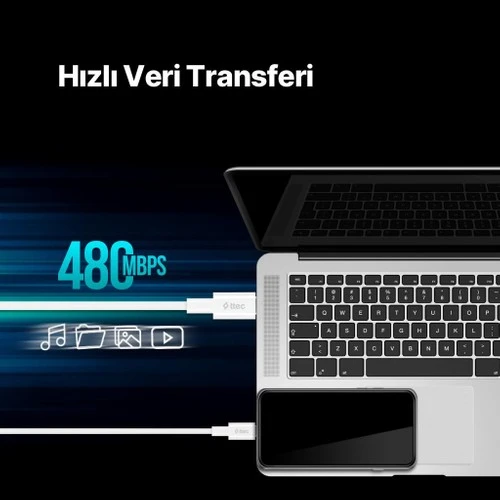 Ttec 2DK45B USB-C - USB-C 200cm 65W PD/QC Hızlı Şarj/Data Kablosu Beyaz - Resim 4