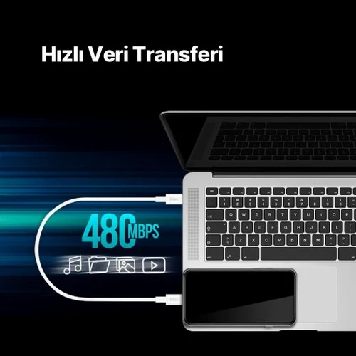 Ttec 2DK47B USB-C - USB-C 30cm 65W PD/QC Hızlı Şarj/Data Kablosu Beyaz - Resim 4