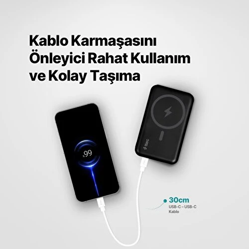 Ttec 2DK47B USB-C - USB-C 30cm 65W PD/QC Hızlı Şarj/Data Kablosu Beyaz - Resim 3