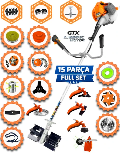 Eısenn German 15 Pcs Full Set V-torq Yan Tipi Ot Çim Çalı Biçme Tırpanı Toprak Eşeleme Akrobat Çapa Aparatı ürün görseli 1