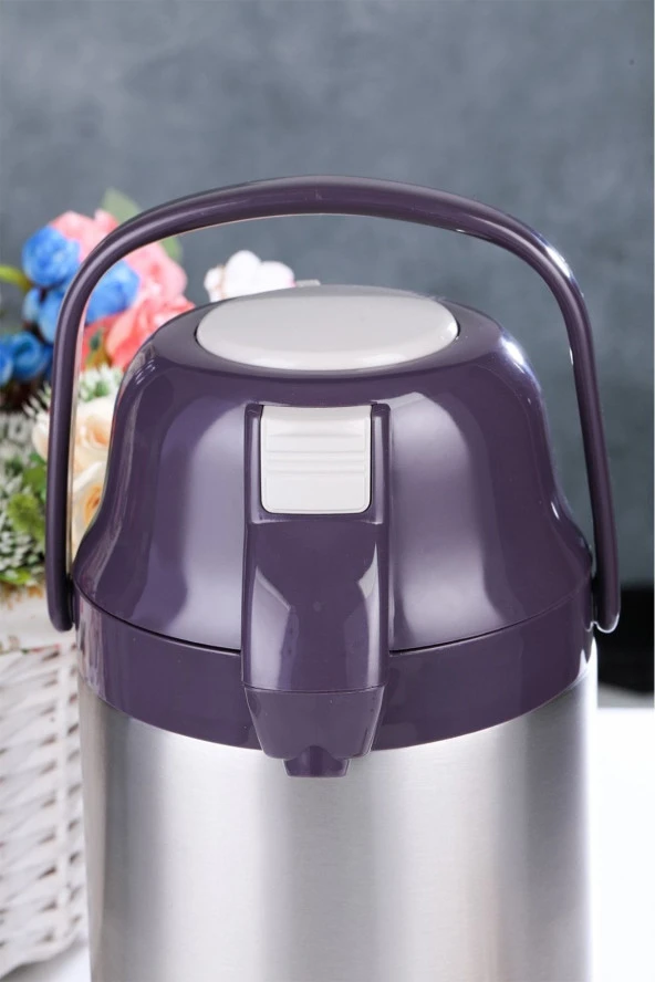Cooker 2,5 lt. çelik termos pompalı - çay termosu brd - Resim 2