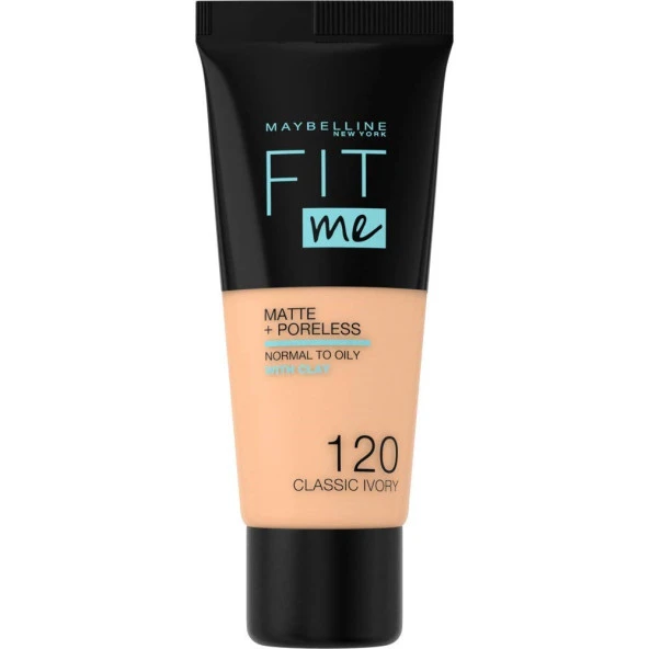 Maybelline New York Fit Me Matte+Poreless Fondöten, 120 Classic Ivory, 30 ml ürün görseli 1