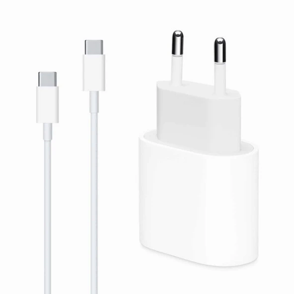 Apple iPhone 15 20W Hızlı Şarj Aleti Seti USB-C To Type-C MHJE3TU-A + MQ4H2ZM/A (Kablo Dahil) I15SET0000017 ürün görseli 1