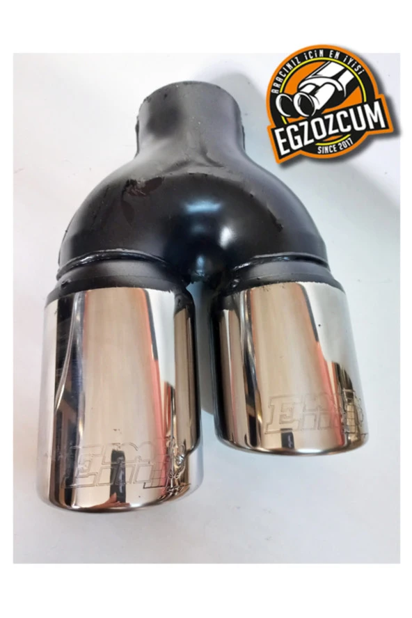 76 mm. ÇİFTLİ İÇİ DOLU SAĞ KROM EGZOZ EKSOZ UCU ürün görseli 1