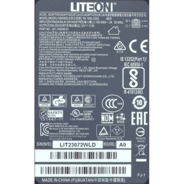 LITEON 341-100346-01 66W 12W 5.5A AC Notebook Adaptörü 2.EL - Resim 3