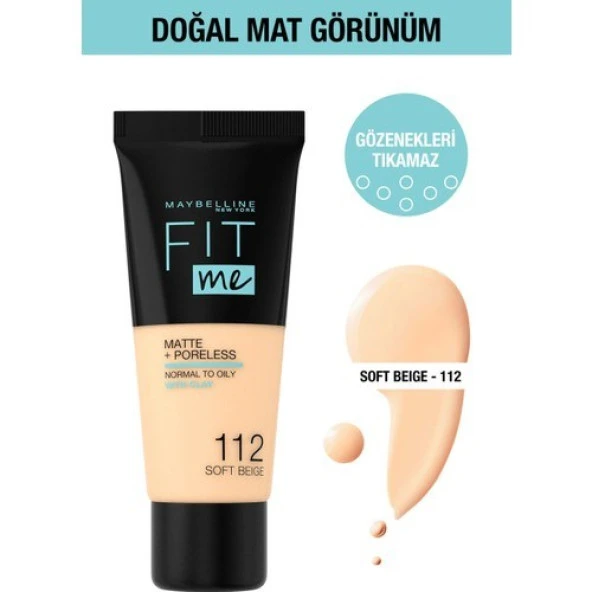 Maybelline Fit Me Matte+Poreless Fondöten NO:112 ürün görseli 1
