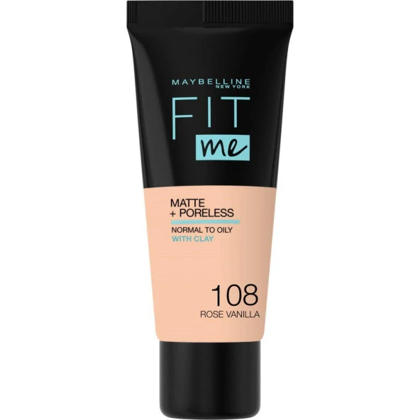 Maybelline New York Fit Me Matte+Poreless Fondöten, 108 Rose Vanilla, 30 ml ürün görseli 1