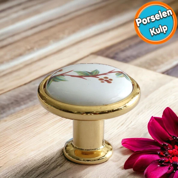 Porselen Kulp Gold Düğme Mobilya Mutfak Dolabı Çekmece Dolap Kulpları Kapak Kulpu Kulbu Altın ürün görseli 1