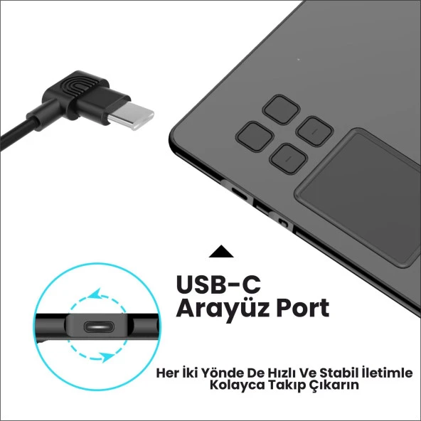 Veikk A30 Grafik Tablet Uyumlu USB to Type-C Kablo - Resim 2